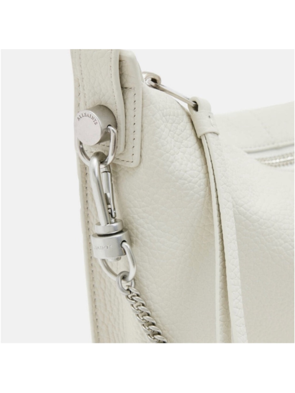 ALLSAINTS Blake Leather Shoulder Bag Pampas White Silver Hardware *FLAWED* - Picture 2 of 16